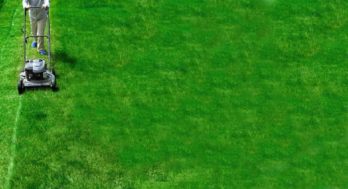 image of mowing grass in a large ground