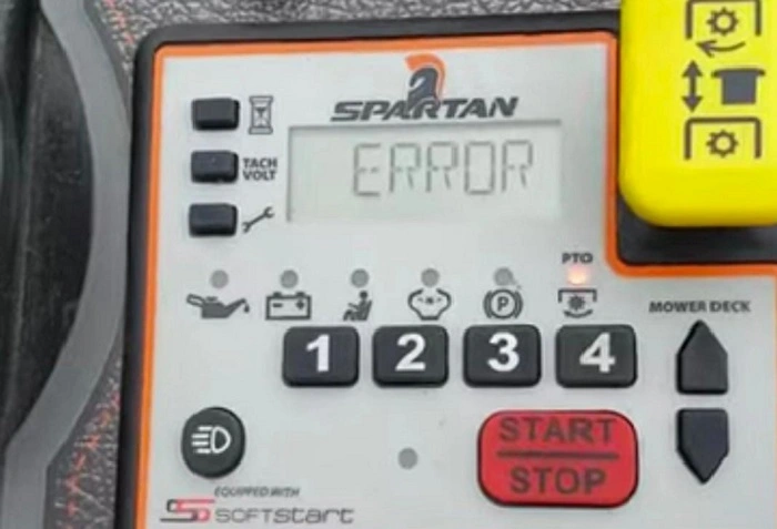 image of spartan mower operating pad showing error