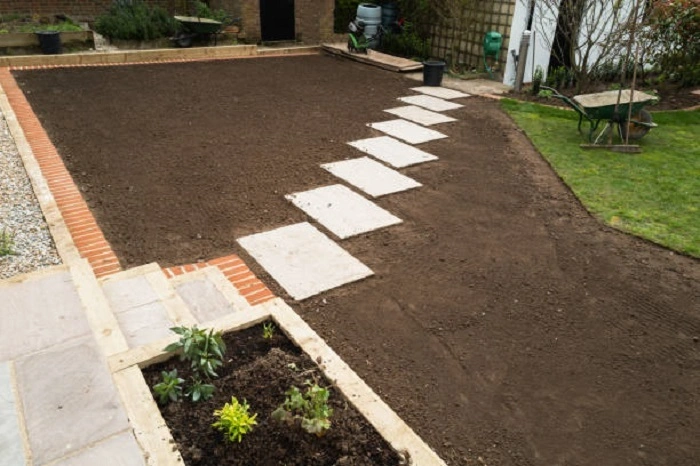 image of soil preparation in lawn