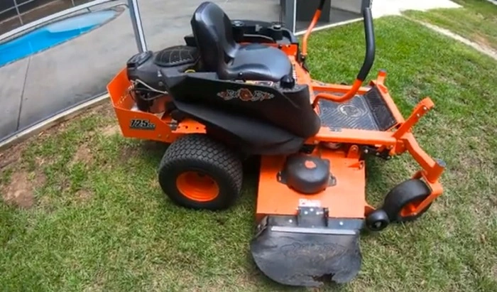 image of a bad boy zero turn lawn mower on a flat surface before the starting process