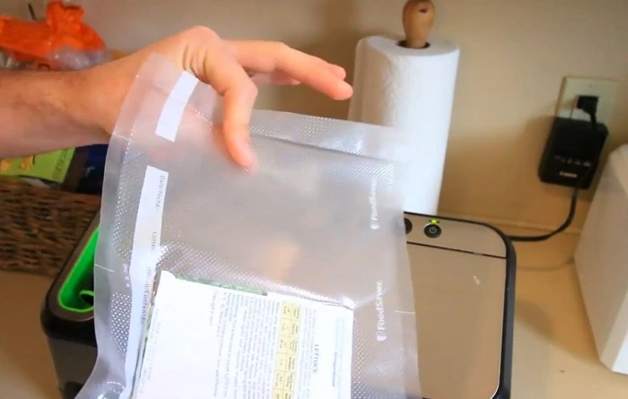 image of grass seeds stored in a sealed plastic bag
