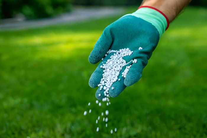 image of adding lawn fertilizer in lesser amount