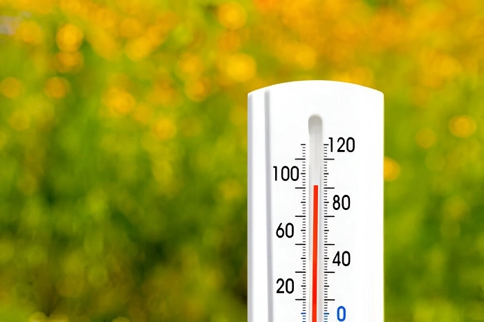 image of a thermometer showing high temperature